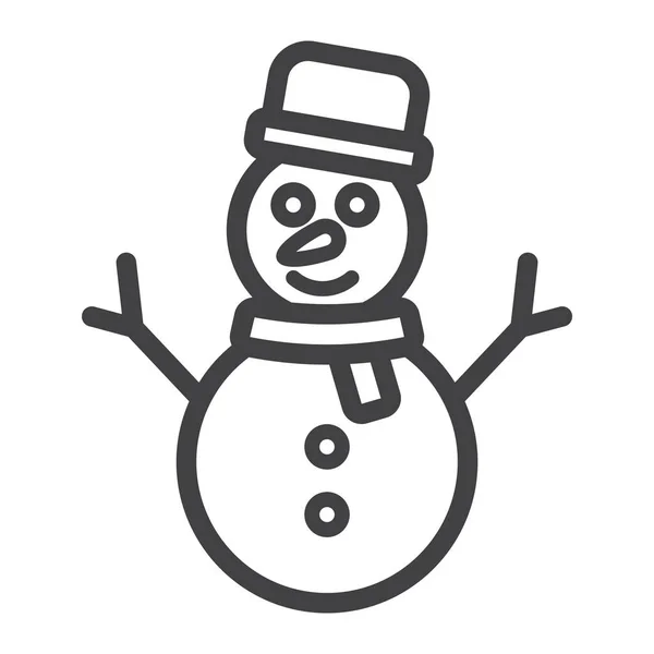 Sneeuwpop lijn pictogram, Nieuwjaar en Kerstmis, xmas teken vector graphics, een lineair patroon op een witte achtergrond, eps 10. — Stockvector
