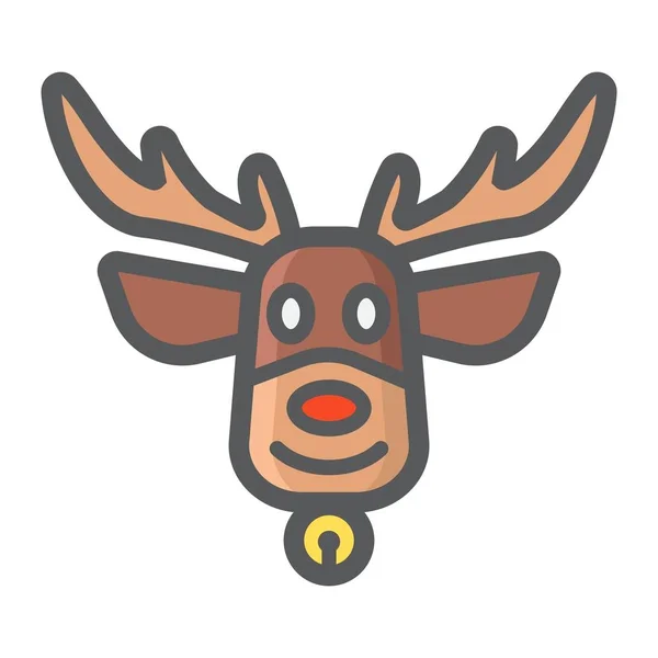 Natal cervo preenchido contorno ícone, Ano Novo e Natal, xmas alce sinal vetor gráficos, um padrão de linha colorida em um fundo branco, eps 10 . — Vetor de Stock