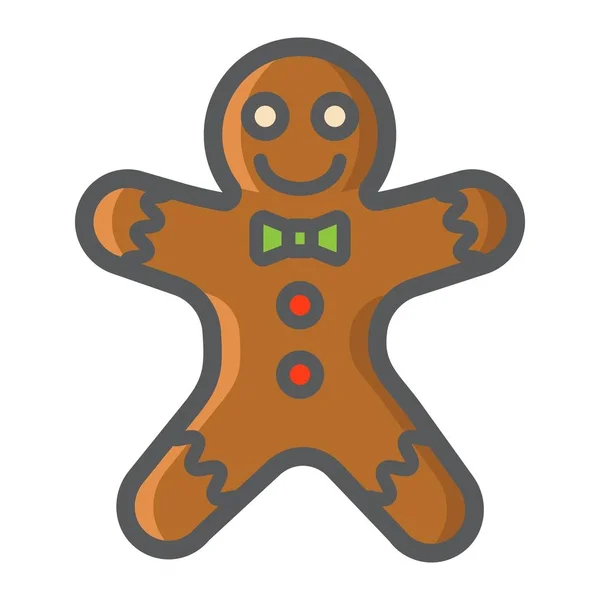 Gingerbread man filled outline icon, Ano Novo e Natal, xmas sweet sign vector graphics, um padrão de linha colorido em um fundo branco, eps 10 . — Vetor de Stock