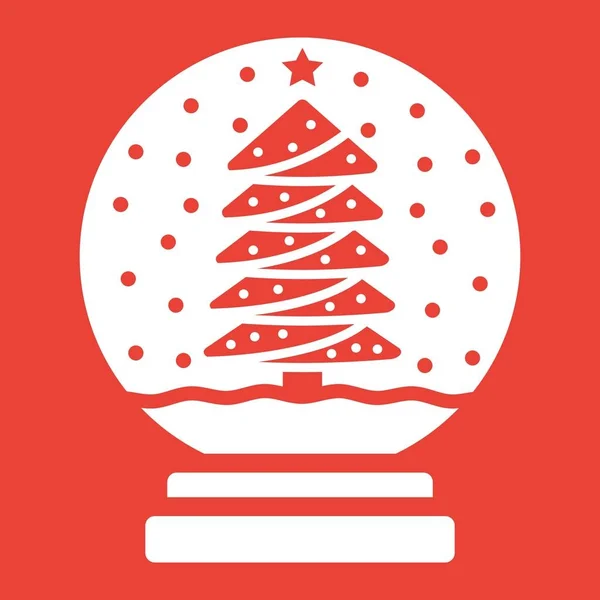 Знак "Снежный шар", Новый год и Рождество, векторная графика, сплошной узор на красном фоне, eps 10 . — стоковый вектор
