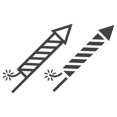 Satır ve karakter simgesi, Noel ve yeni yıl havai fişek rocket, xmas işareti vektör grafikleri, doğrusal model beyaz bir arka planda eps 10.