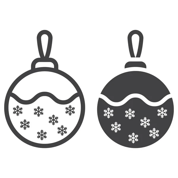 Χριστουγεννιάτικο δέντρο μπάλα γραμμή και glyph εικονίδιο, το νέο έτος και Χριστούγεννα, Χριστούγεννα σημάδι διανυσματικά γραφικά, ένα γραμμικό σε λευκό φόντο, eps 10. — Διανυσματικό Αρχείο