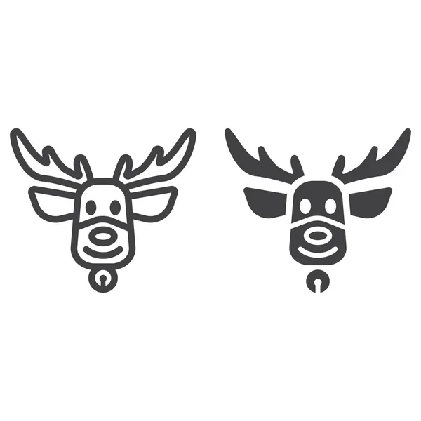 Christmas deer line und glyph icon, new year and christmas, xmas elk sign vektorgrafik, ein lineares Muster auf rotem Hintergrund, Folge 10. — Stockvektor