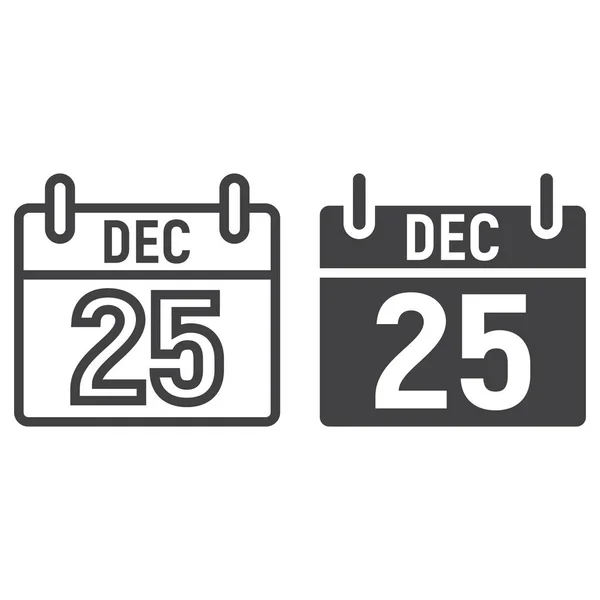 Χριστουγεννιάτικο ημερολόγιο γραμμή και glyph εικονίδιο, Πρωτοχρονιά και τα Χριστούγεννα, Χριστούγεννα σημάδι διανυσματικά γραφικά, ένα γραμμικό σε λευκό φόντο, eps 10. — Διανυσματικό Αρχείο