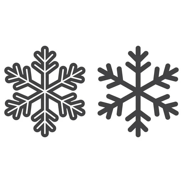 Ligne de flocon de neige et icône de glyphe, Nouvel an et Noël, graphiques vectoriels de signe de neige, un motif linéaire sur un fond blanc, eps 10 . — Image vectorielle