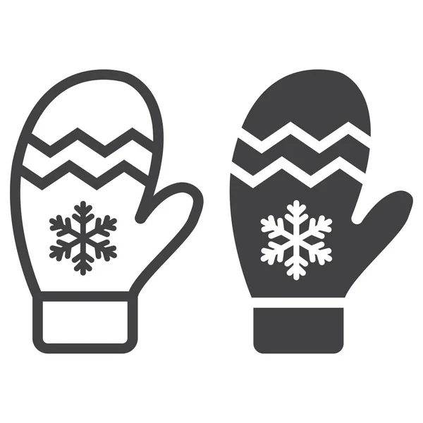 Mitten línea e icono de glifo, Año Nuevo y Navidad, gráficos vectoriales signo de Navidad, un patrón lineal sobre un fondo blanco, eps 10 . — Vector de stock