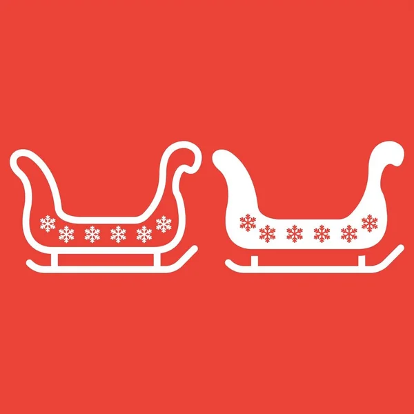 Santa sleigh line and glyph icon, New Year and Christmas, xmas sled sign vector graphics, a linear pattern on a red background, eps 10 . — стоковый вектор