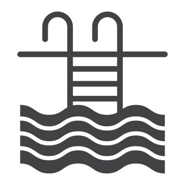 Havuzu glif simgesi, fitness ve spor, işareti vektör grafikleri, beyaz bir arka planda eps 10 katı bir desen yüzmek.