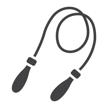 İp glif simgesi, fitness ve spor atlama, atlama ipi işareti vektör grafikleri, beyaz bir arka planda eps 10 katı bir desen.