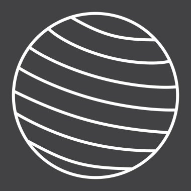 Fitness kauçuk top satırı simgesi, fitness ve spor, spor top işareti vektör grafikleri, doğrusal model siyah bir arka plan, eps 10.
