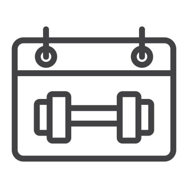 Eğitim çizelgesi satırı simgesi, fitness ve spor, spor takvim işareti vektör grafikleri, doğrusal model beyaz bir arka planda eps 10.