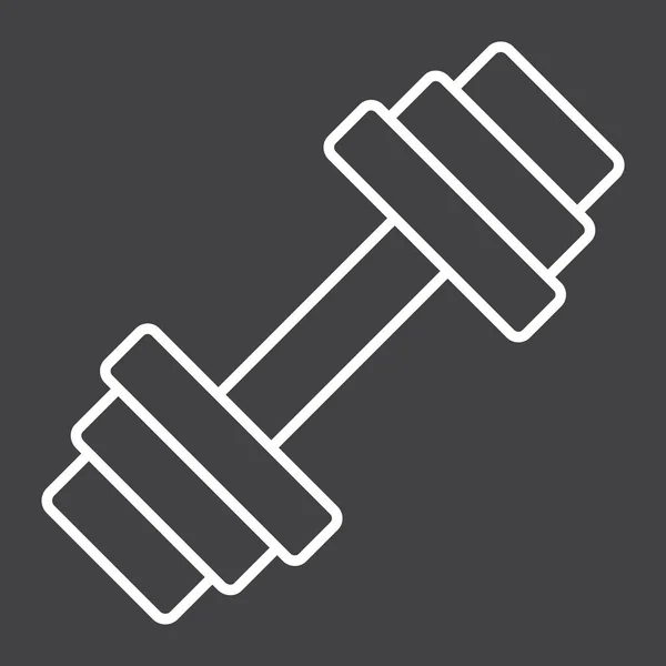 Barbell line icon, fitness and sport, dumbbell sign vector graphics, a linear pattern on a black background, eps 10. — Stock Vector
