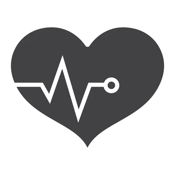 Icono del glifo del pulso cardíaco, fitness y deporte, gráficos vectoriales de signos del latido del corazón, un patrón sólido sobre un fondo blanco, eps 10 . — Archivo Imágenes Vectoriales