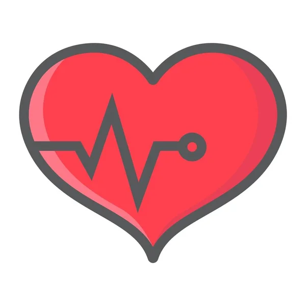 Pulso cardíaco preenchido ícone contorno, fitness e esporte, batimento cardíaco sinal vetor gráficos, um padrão de linha colorida em um fundo branco, eps 10 . —  Vetores de Stock