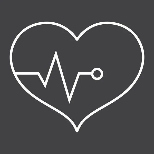 Ícone de linha de pulso cardíaco, fitness e esporte, gráficos de vetor de sinal de batimento cardíaco, um padrão linear em um fundo preto, eps 10 . —  Vetores de Stock