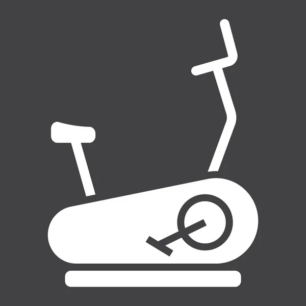 Stationaire fiets glyph pictogram, fitness en sport, hometrainer teken vector graphics, een effen patroon op een zwarte achtergrond, eps 10. — Stockvector