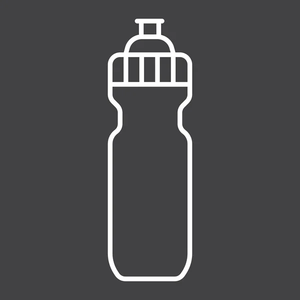 Deportes icono de la línea de botellas de agua, fitness y deporte, gráficos vectoriales signo de frasco hidráulico, un patrón lineal sobre un fondo negro, eps 10 . — Vector de stock