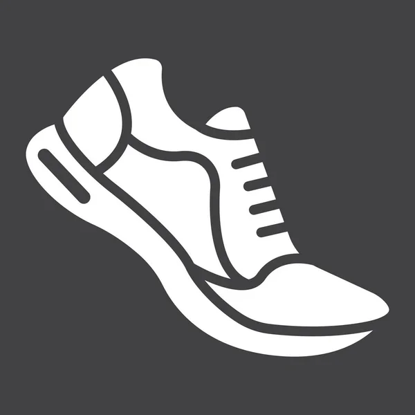 Zapatillas de correr icono de glifo, fitness y deporte, gráficos vectoriales signo de gimnasio, un patrón sólido sobre un fondo negro, eps 10 . — Vector de stock