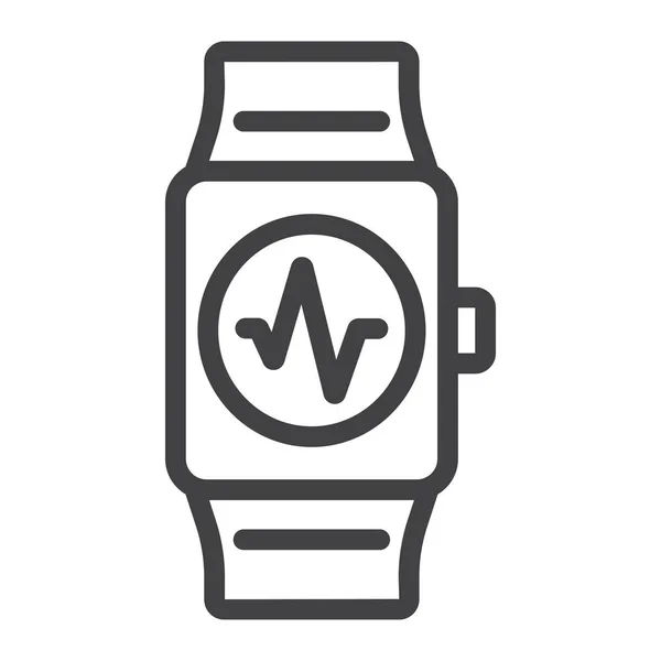 Ikona čáry fitness tracker, fitness a sport, sportovní hodinky znamení vektorové grafiky, lineární vzor na bílém podkladu, eps 10. — Stockový vektor
