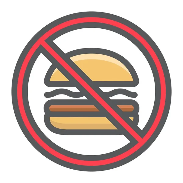 No fast food filled outline icon, fitness and sport, unhealthy food sign vector graphics, a colorful line pattern on a white background, eps 10 . — стоковый вектор