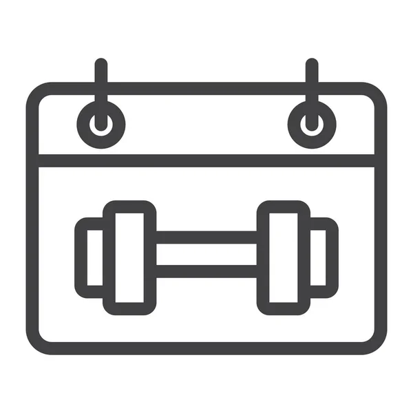 Icono de línea de programación de entrenamiento, fitness y deporte, gráficos vectoriales de signos de calendario deportivo, un patrón lineal sobre un fondo blanco, eps 10 . — Vector de stock