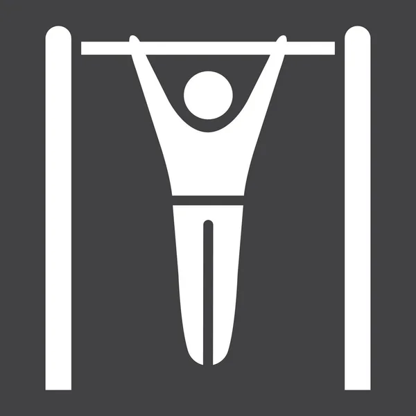 Fitness pull up glyph pictogram, fitness en sport, training teken vectorafbeeldingen, een effen patroon op een zwarte achtergrond, eps 10. — Stockvector