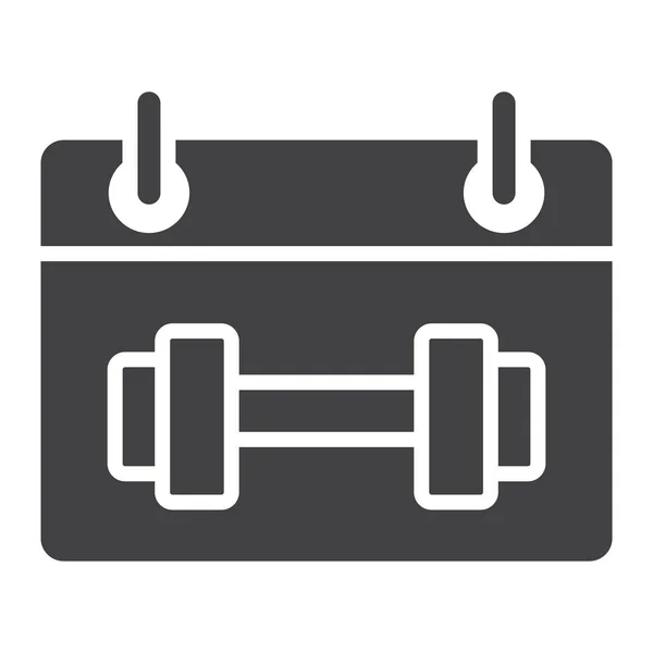 Icono de glifo de programación de entrenamiento, fitness y deporte, gráficos vectoriales de signos de calendario deportivo, un patrón sólido sobre un fondo blanco, eps 10 . — Vector de stock