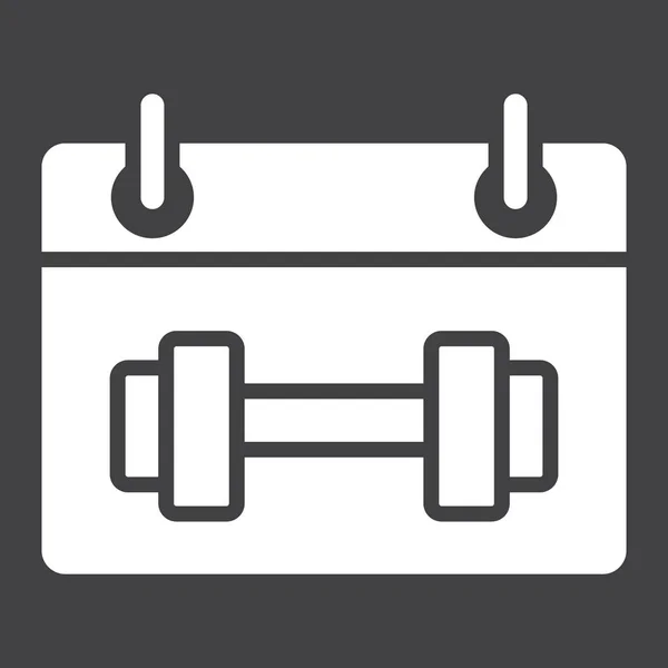 Icono de glifo de programación de entrenamiento, fitness y deporte, gráficos vectoriales de signos de calendario deportivo, un patrón sólido sobre un fondo negro, eps 10 . — Archivo Imágenes Vectoriales