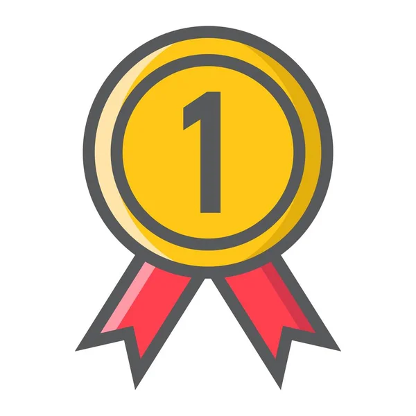 Medalj fylld kontur ikon, fitness och sport, vinnare tecken vektorgrafik, en färgglad linjemönster på en vit bakgrund, eps 10. — Stock vektor