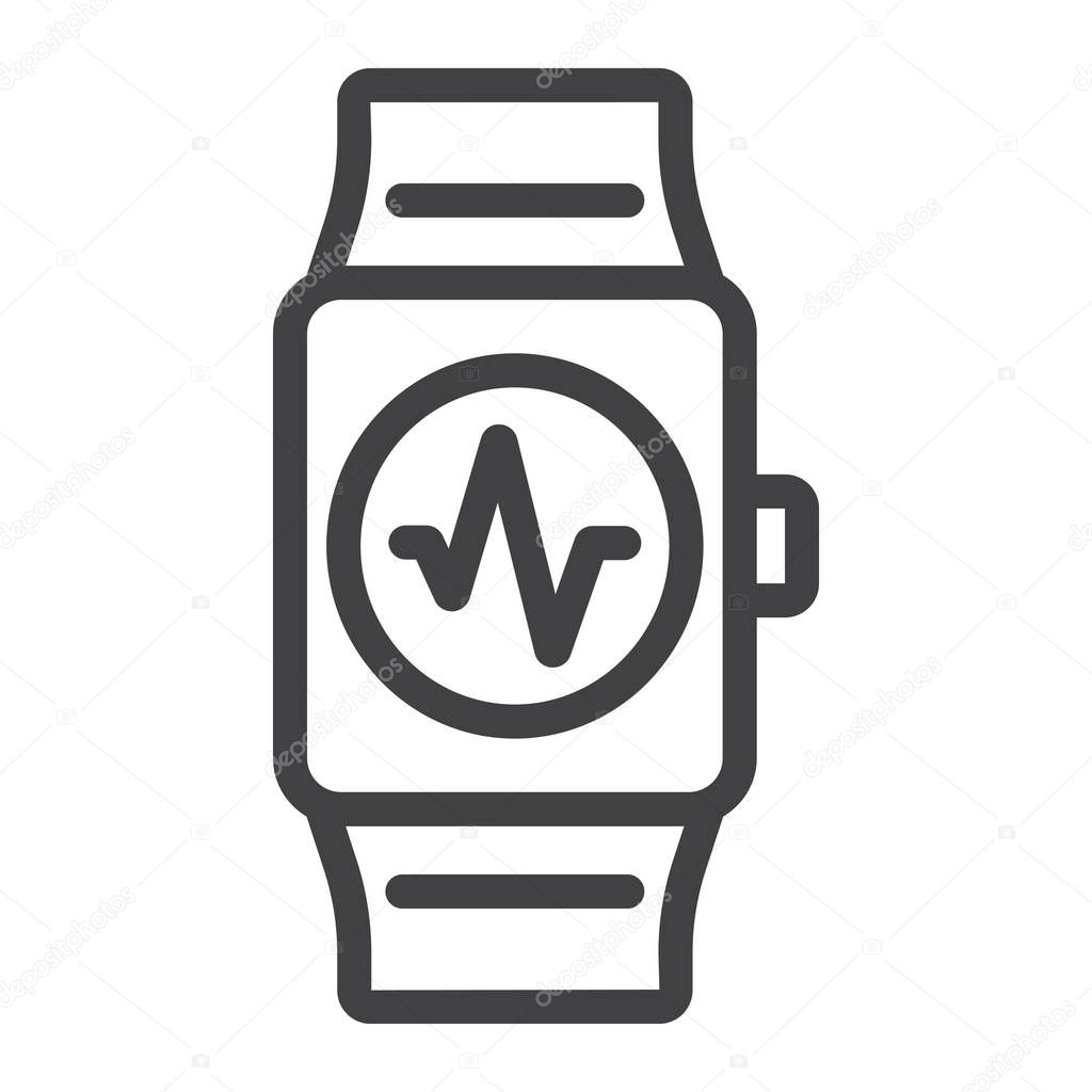 Fitness tracker line icon, fitness and sport, sport watch sign vector graphics, a linear pattern on a white background, eps 10.