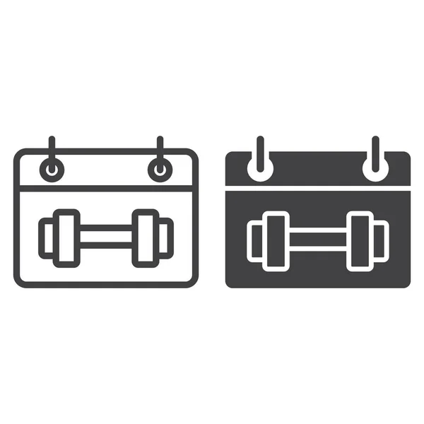 Línea de programa de entrenamiento e icono de glifo, fitness y deporte, gráficos vectoriales de signos de calendario deportivo, un patrón lineal sobre un fondo blanco, eps 10 . — Vector de stock