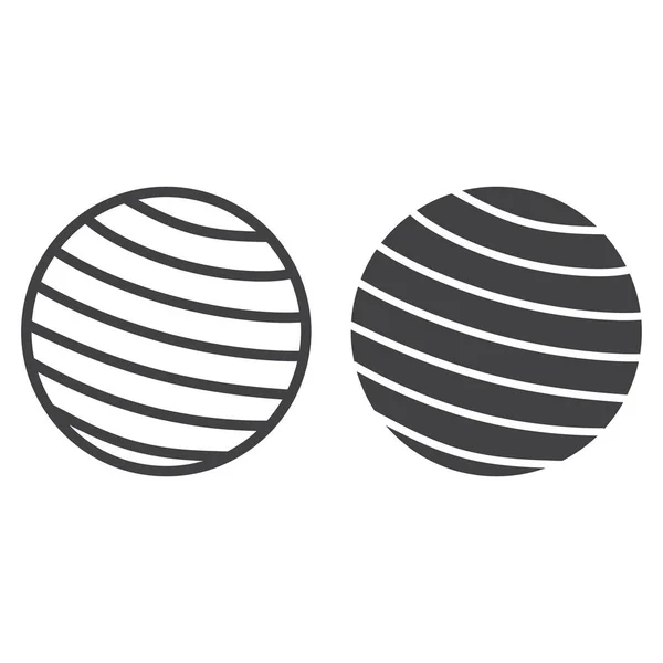 Fitness rubber ball line and glyph icon, fitness and sport, gym ball sign vector graphics, a linear pattern on a white background, eps 10.