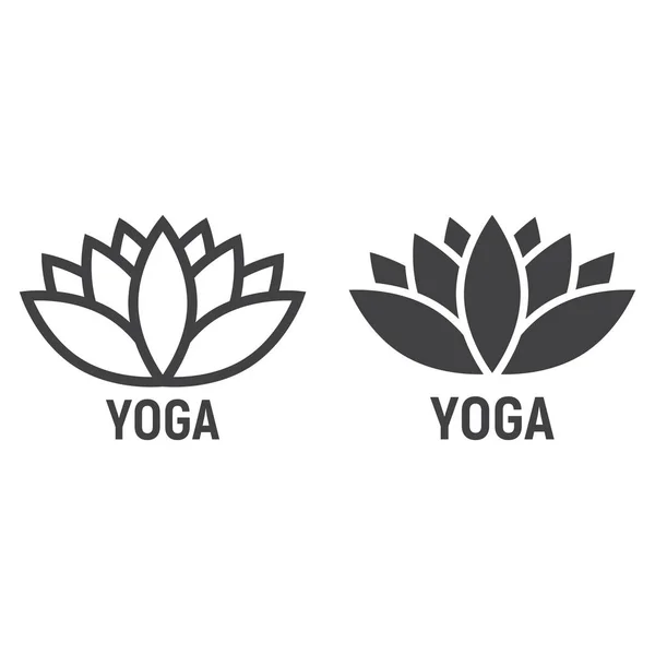 Lotus çizgi ve glif simgesi, fitness ve spor, yoga işareti vektör grafikleri, doğrusal model beyaz bir arka planda eps 10.