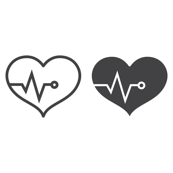 Heart pulse line and glyph icon, fitness and sport, heartbeat sign vector graphics, a linear pattern on a white background, eps 10. — Stock Vector