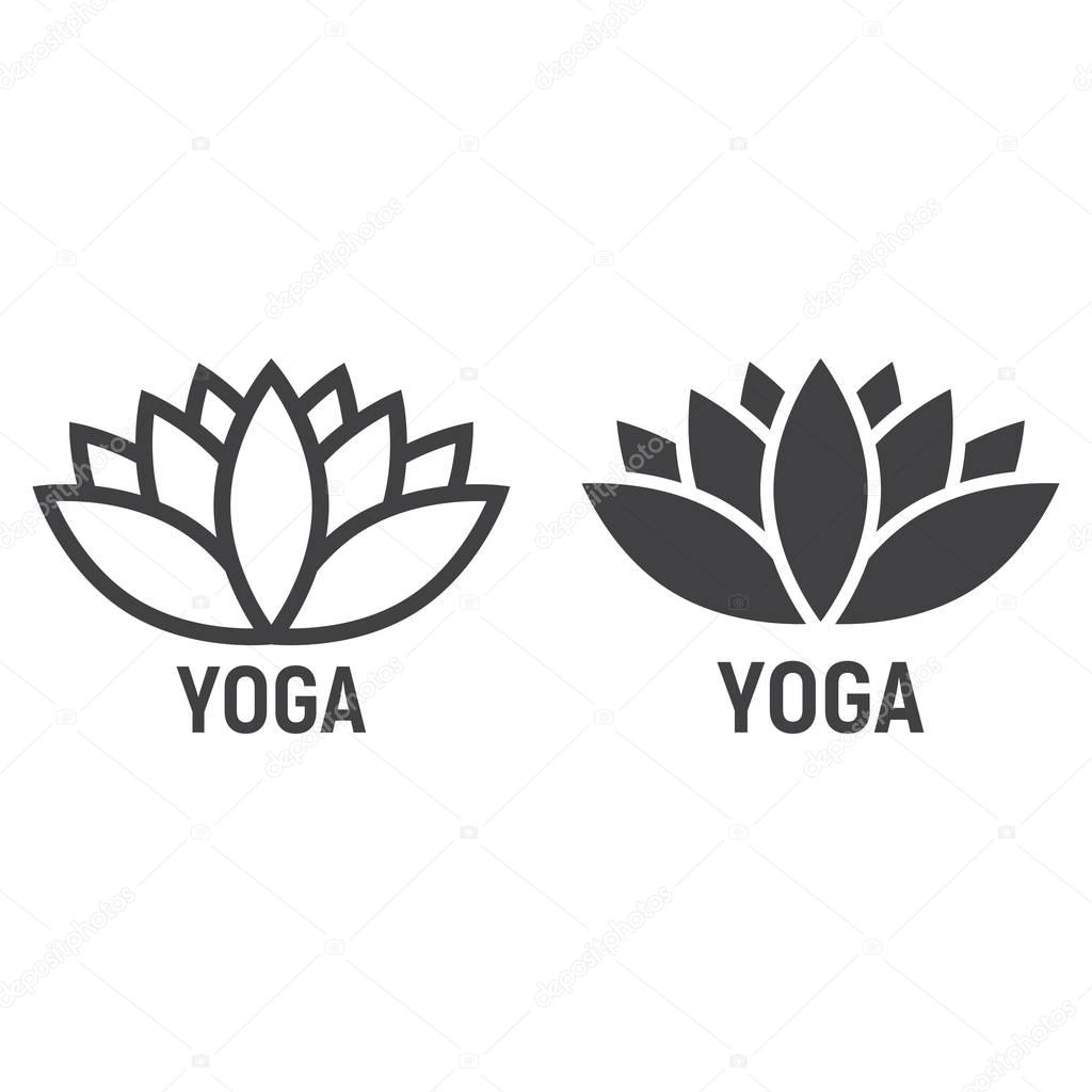 Lotus line and glyph icon, fitness and sport, yoga sign vector graphics, a linear pattern on a white background, eps 10.