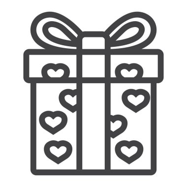 Aşk mevcut satırı simgesi, Sevgililer günü ve romantik, hediye işareti vektör grafikleri, doğrusal model beyaz bir arka planda eps 10.