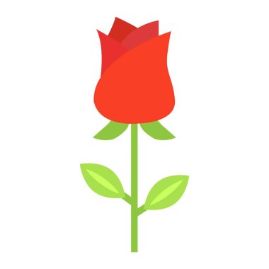 Gül çiçek düz simgesi, Sevgililer günü ve romantik, işareti vektör grafikleri, renkli bir katı model beyaz bir arka planda eps 10 seviyorum.
