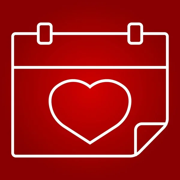 Icono de línea de calendario encantador, día de San Valentín y romántico, amor fecha signos gráficos vectoriales, un patrón lineal sobre un fondo rojo, eps 10 . — Archivo Imágenes Vectoriales