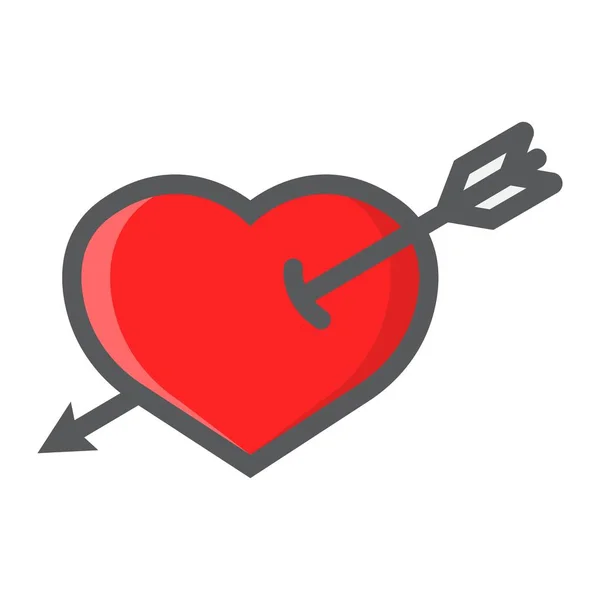 Herz durchbohrt mit pfeilgefülltem Umrisssymbol, Valentinstag und Romantik, Liebeszeichen-Vektorgrafik, ein buntes Linienmuster auf weißem Hintergrund, Folge 10. — Stockvektor