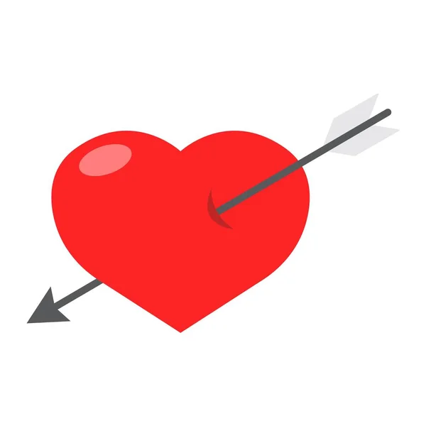 Herz durchbohrt mit pfeilflachem Symbol, Valentinstag und Romantik, Liebeszeichen-Vektorgrafik, ein buntes durchgehendes Muster auf weißem Hintergrund, Folge 10. — Stockvektor