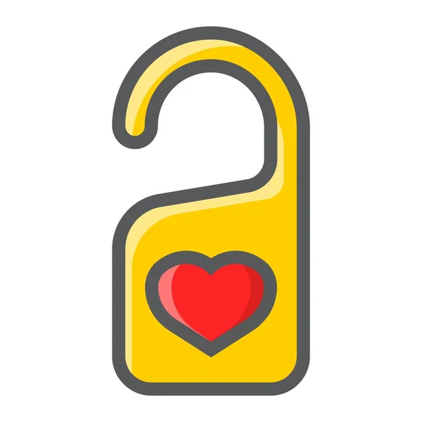 No molestar con el corazón lleno icono del contorno, día de San Valentín y romántico, la puerta de la percha de signos gráficos vectoriales, un patrón de línea de colores sobre un fondo blanco, eps 10 . — Vector de stock