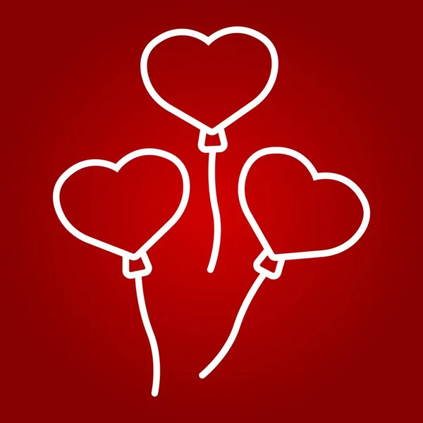 Icône de ligne de ballons en forme de coeur, Saint Valentin et romantique, célébrer signes graphiques vectoriels, un motif linéaire sur un fond rouge, eps 10 . — Image vectorielle