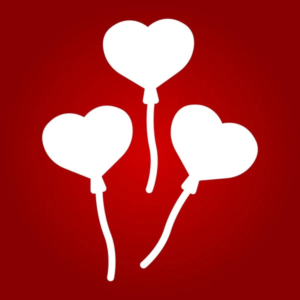 Globos en forma de corazón icono de la línea, día de San Valentín y romántico, celebrar gráficos vectoriales signo, un patrón lineal sobre un fondo rojo, eps 10 . — Archivo Imágenes Vectoriales