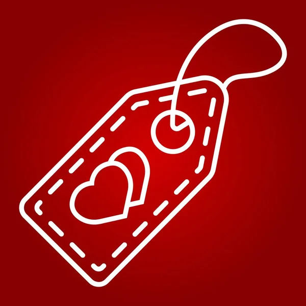 Icono de línea de etiqueta de venta de amor, día de San Valentín y romántico, gráficos vectoriales de signo de precio, un patrón lineal sobre fondo rojo, eps 10 . — Archivo Imágenes Vectoriales