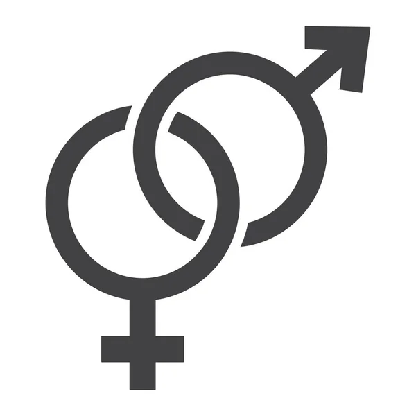 Ikon glif heteroseksual, hari valentine dan romantis, grafik vektor tanda gender, pola yang solid pada latar belakang putih, ep 10 . - Stok Vektor
