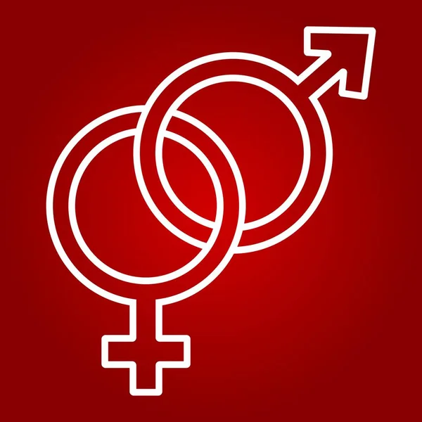 Heterosexual line icon, valentines day and romantic, gender sign vector graphics, a linear pattern on a red background, eps 10. — Stock Vector