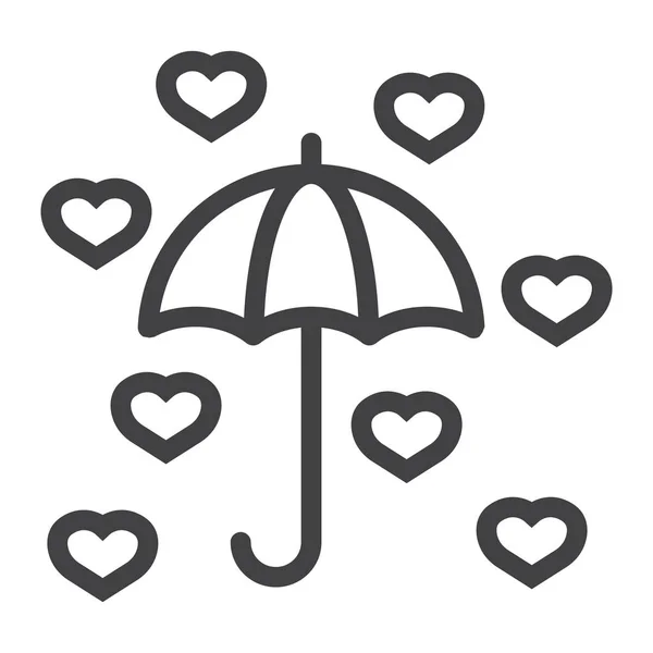 Love Umbrella line icon, valentines day and romantic, hearts sign vector graphics, a linear pattern on a white background, eps 10. — Stock Vector