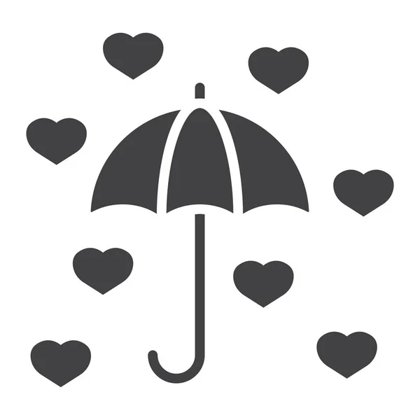 Amor Umbrella glifo ícone, dia dos namorados e romântico, corações sinal vetor gráficos, um padrão sólido em um fundo branco, eps 10 . — Vetor de Stock