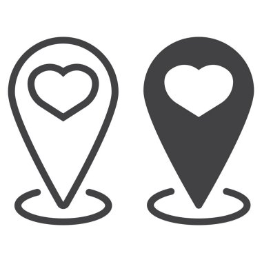 Harita göstergesi ile kalp satır ve karakter simgesi