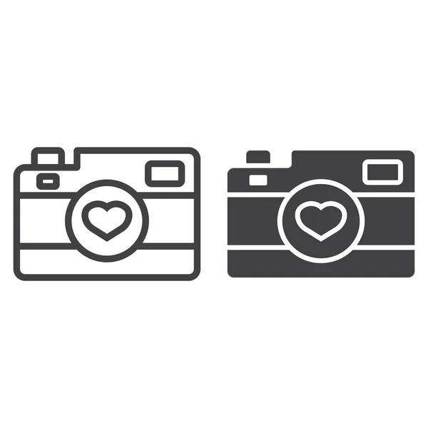 Liefde camera lijn en glyph-icoontje — Stockvector